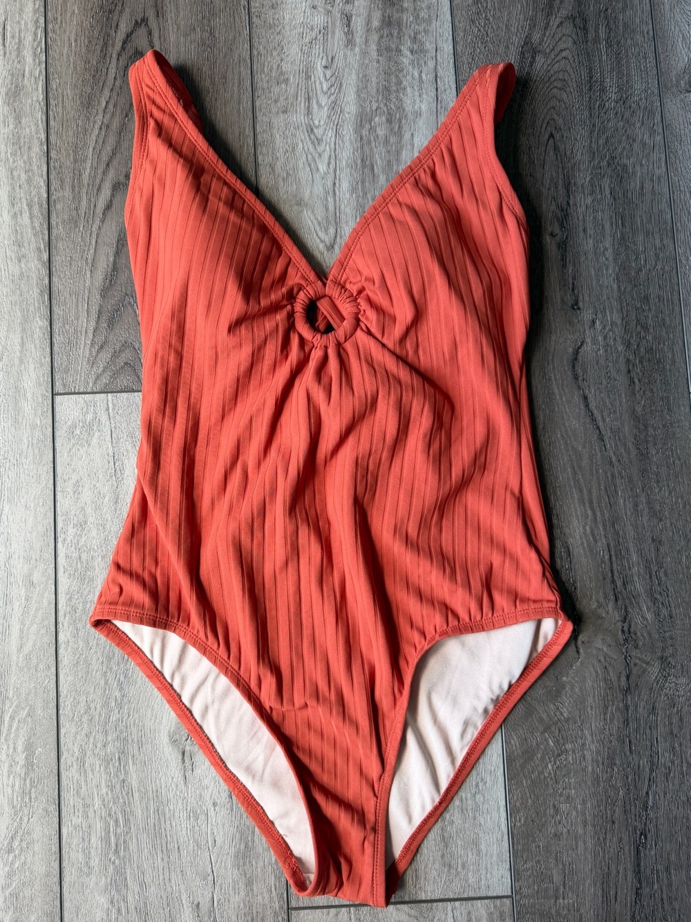 Kona Sol Rust Ribbed One-Piece Swimsuit- Vacation Ready!